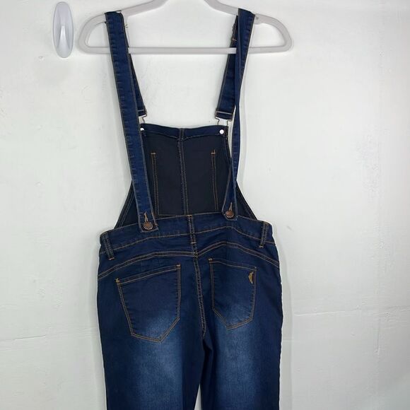 VIP Jeans Juniors Overalls Denim Skinny Long Pant Solid Blue Juniors 7/8 - Picture 8 of 13